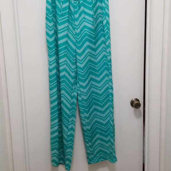 Teal Chevron Jumpsuit - Picture 3 of 5